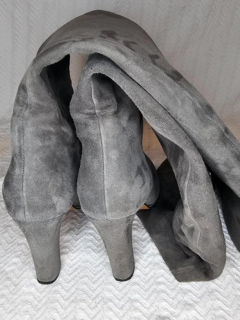 Duo Data 4.25” Block Heel Knee High Fold-Over Wide Calf Tall Suede Boots EU39 L